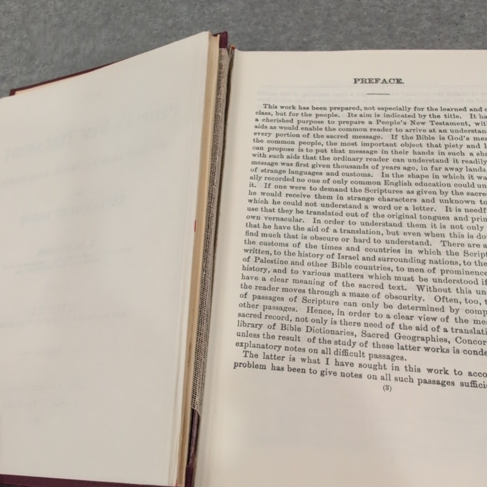 The Peoples New Testament With Notes B.W. Johnson Volume I 1972 Hardcover Maroon - Picture 3 of 4